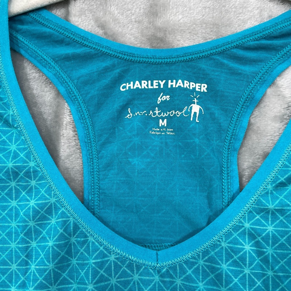 Smartwool merino x Charley Harper Size M Butterfly Blue Racer Back Tank Top RARE - Picture 2 of 8